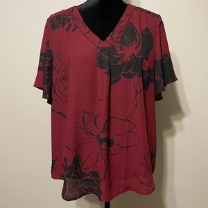 LIZ Claiborne Flutter Sleeve Blouse, Large